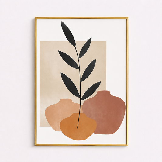 Minimal Botanical Shapes Poster – Scandinavian Boho Wall Art