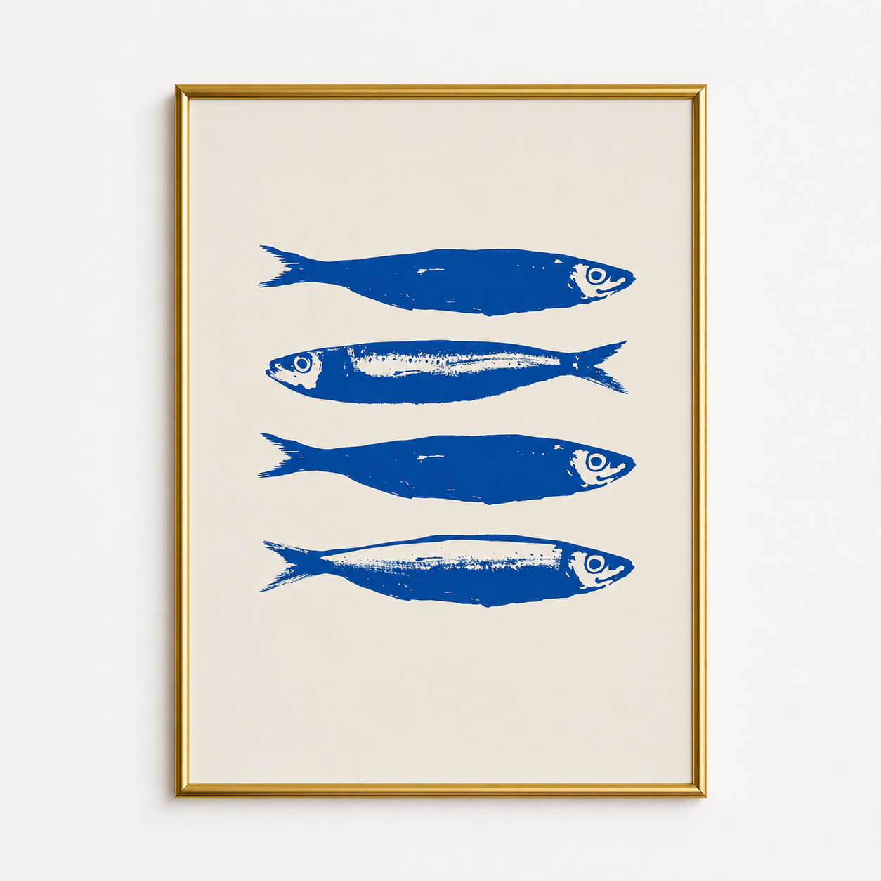 Minimal Sardines – Blue Coastal Wall Art