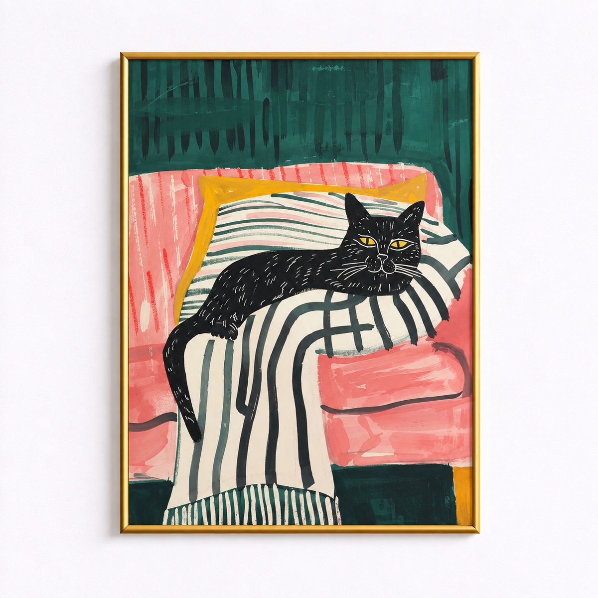Midnight Lounger Black Cat Art Poster