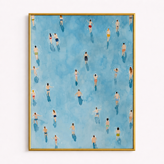 Floating Together Poster – Minimalist Pool Wall Art