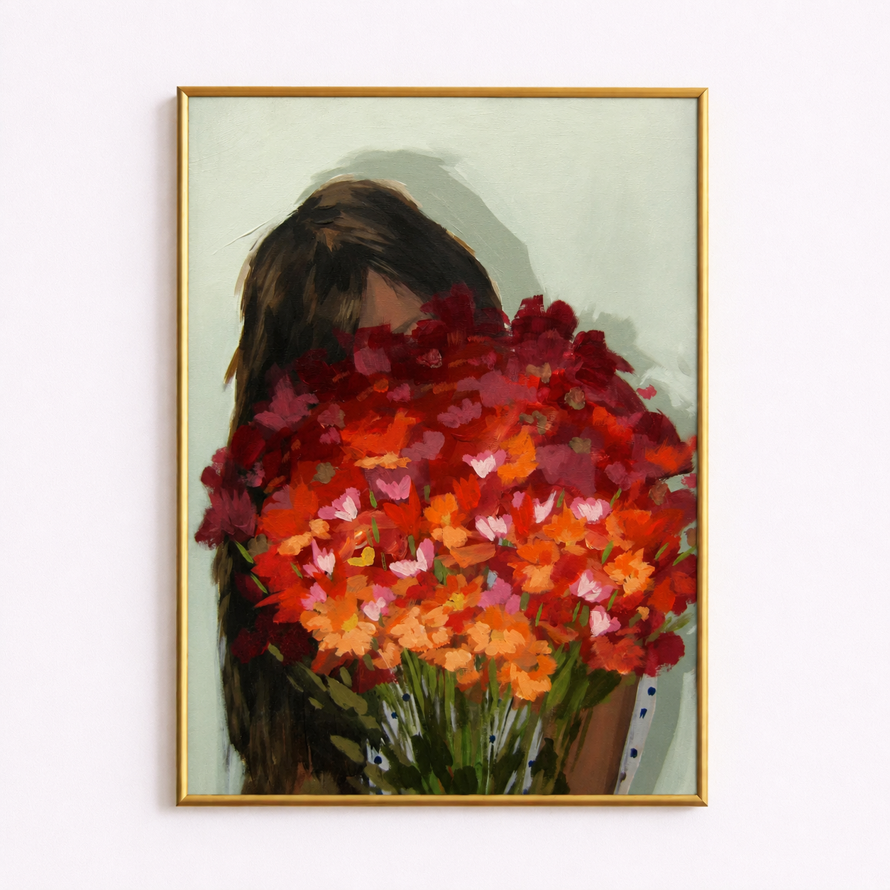 Hidden Behind Blossoms Poster – Floral Portrait Wall Art