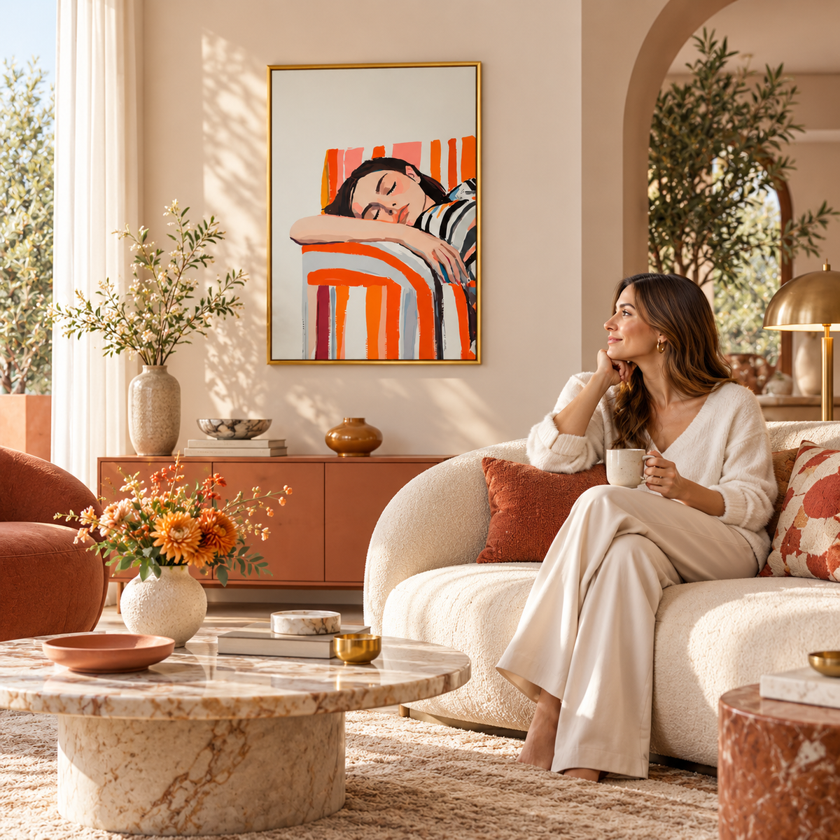 Slow Afternoon Resting Woman Art Poster