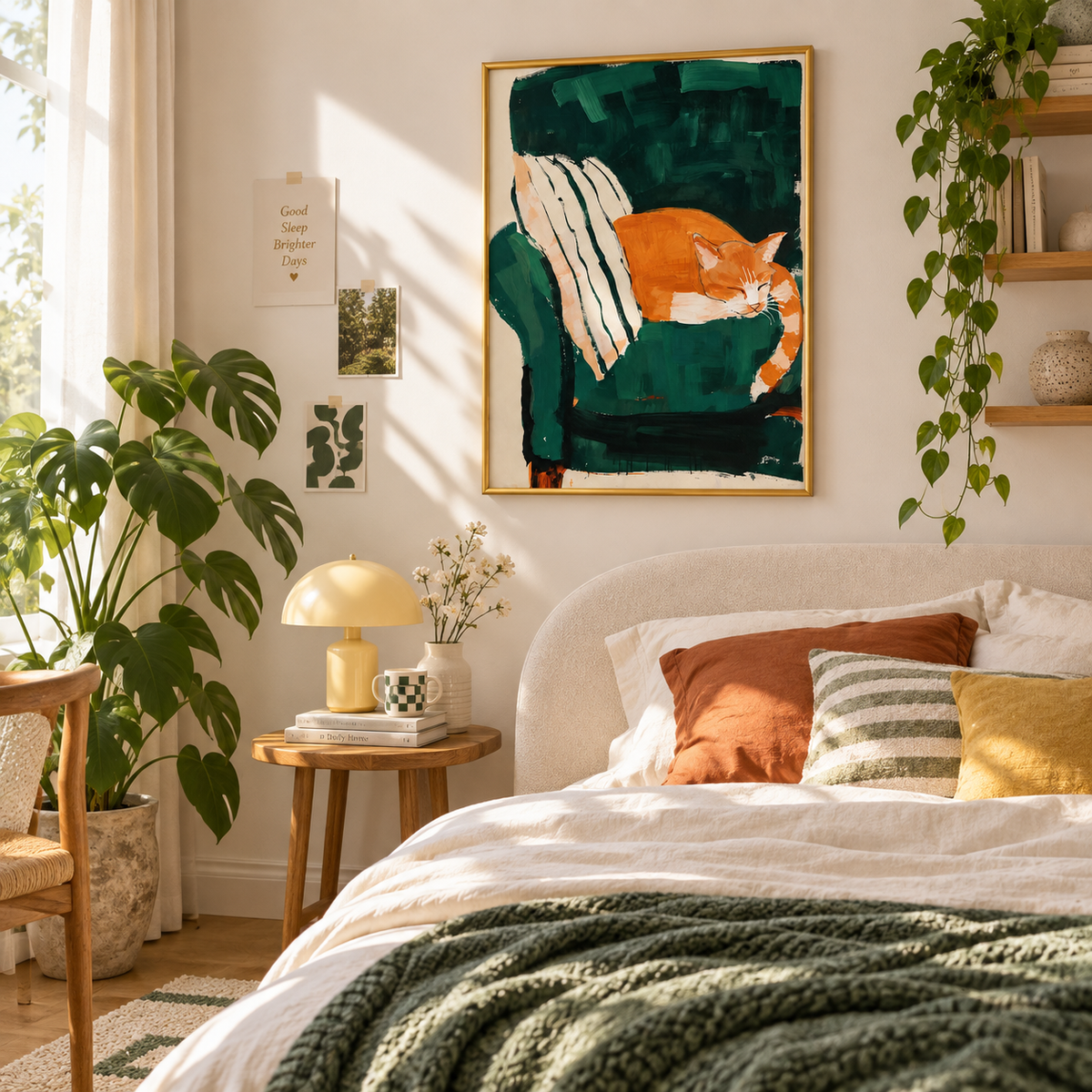 Orange Cat Dreams Cozy Cat Art Poster