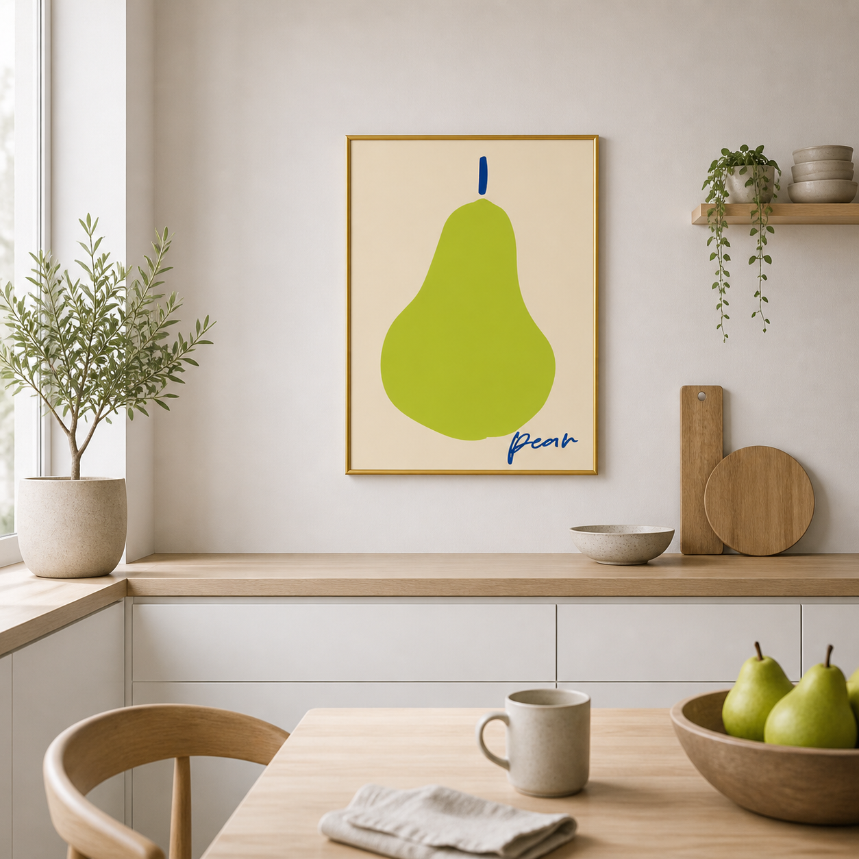 Minimal Pear Poster – Scandinavian Fruit Wall Art