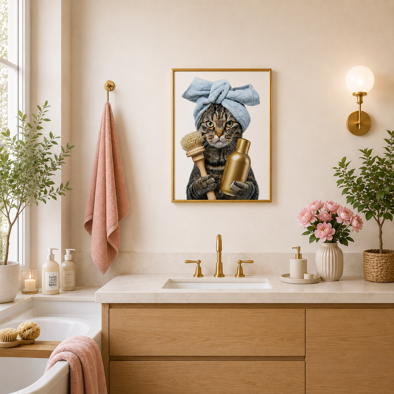 Cat Spa Day Poster – Funny Bathroom Cat Wall Art
