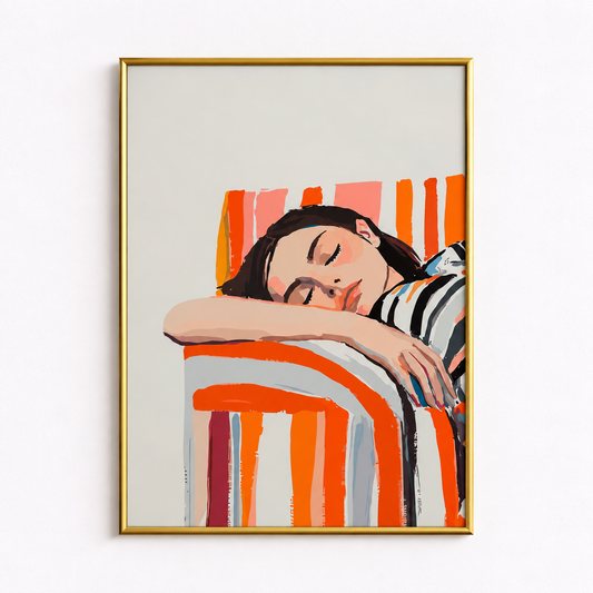 Slow Afternoon Resting Woman Art Poster