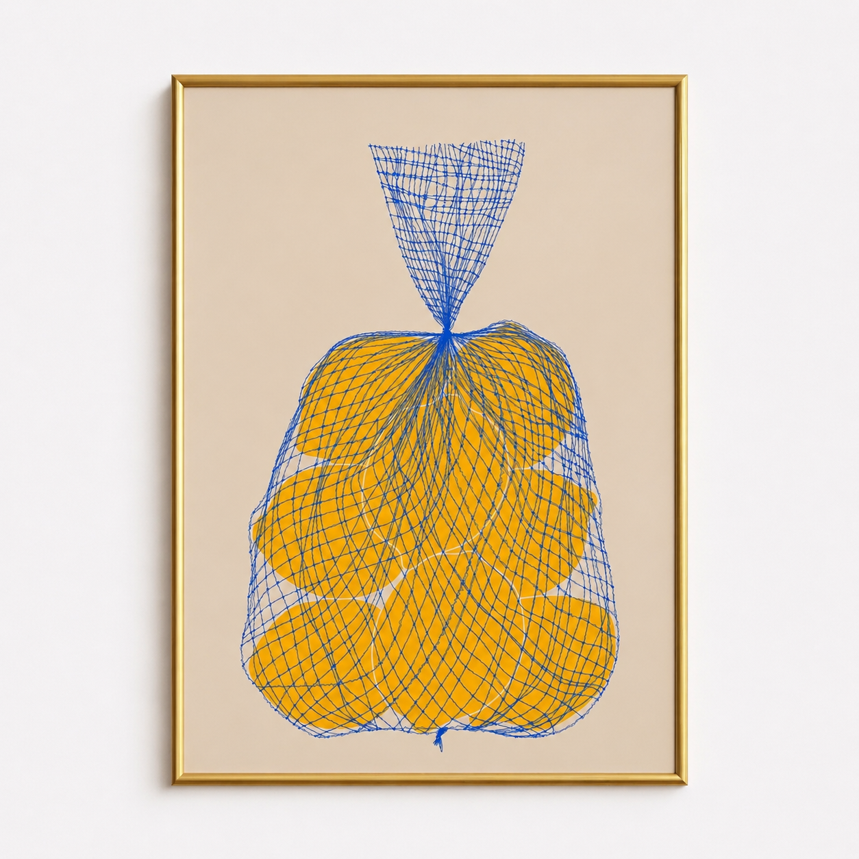 Oranges in Net – Minimal Kitchen Wall Art