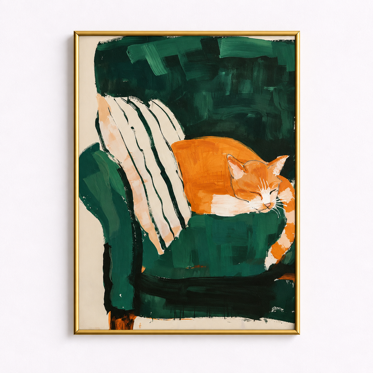 Orange Cat Dreams Cozy Cat Art Poster