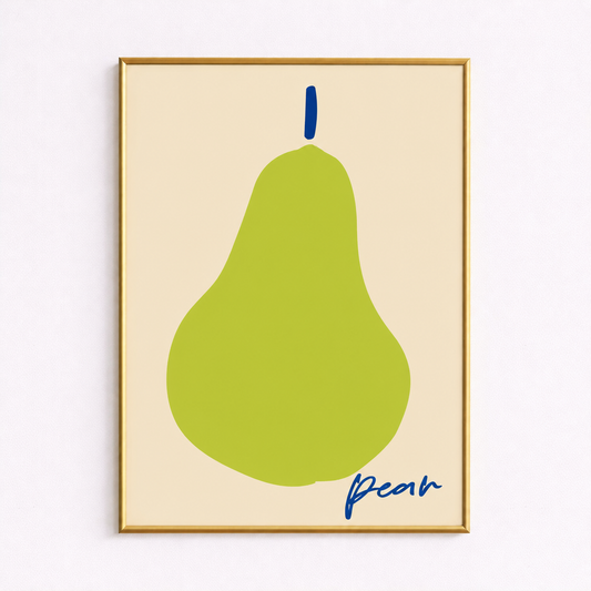 Minimal Pear Poster – Scandinavian Fruit Wall Art