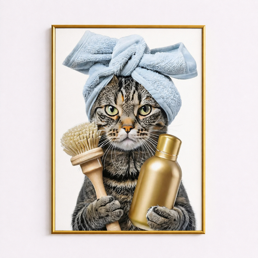 Cat Spa Day Poster – Funny Bathroom Cat Wall Art