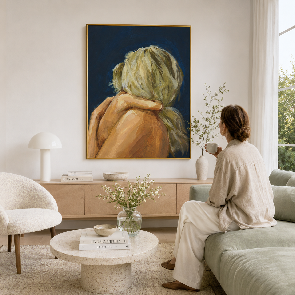 Quiet Embrace Poster – Contemporary Figurative Wall Art