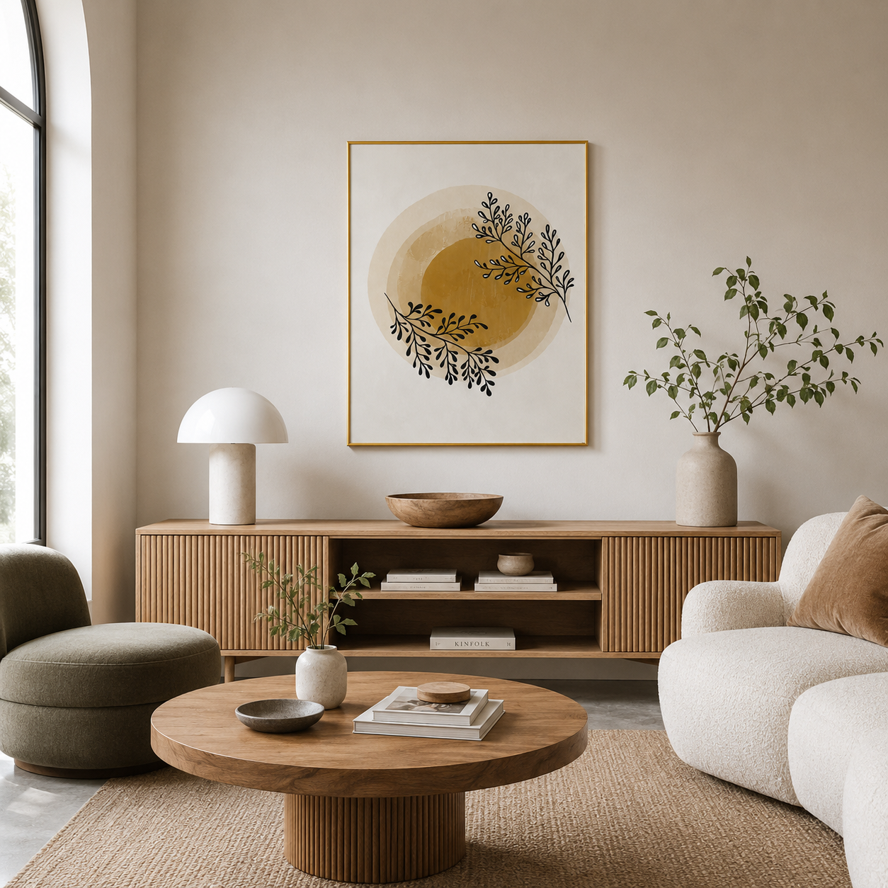 Golden Sun Botanical Poster – Scandinavian Boho Wall Art