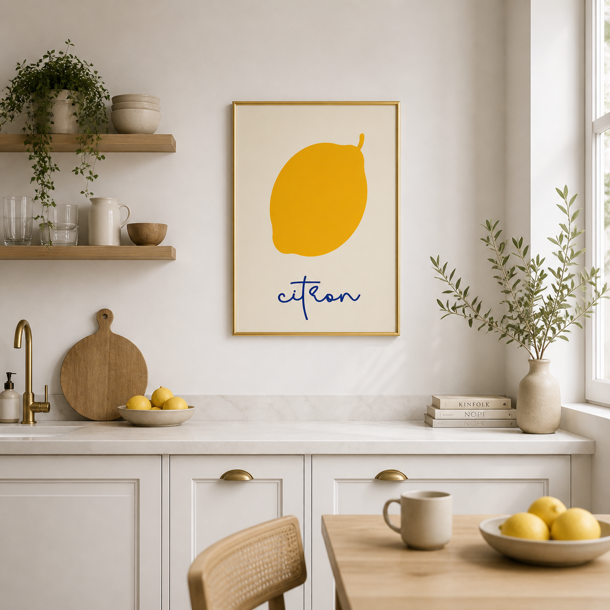 Minimal Lemon Poster – Scandinavian Fruit Wall Art