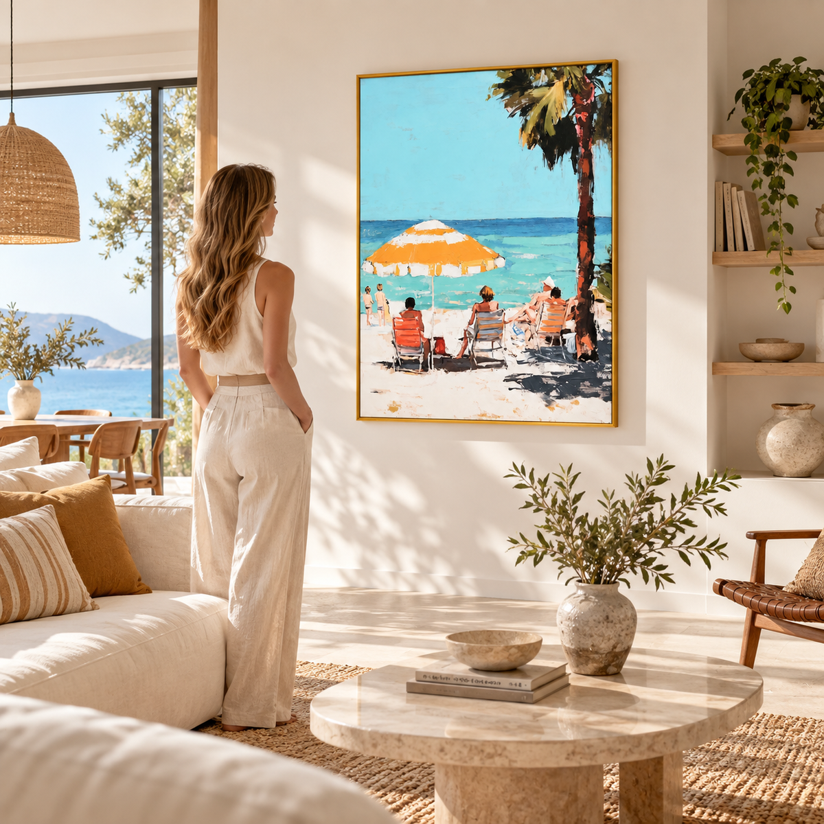Under the Yellow Parasol Coastal Summer Poster
