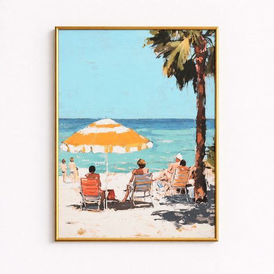 Under the Yellow Parasol Coastal Summer Poster