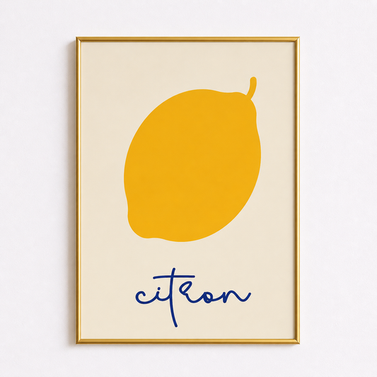 Minimal Lemon Poster – Scandinavian Fruit Wall Art