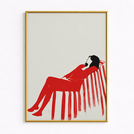 Red Reverie Minimalist Woman Art Poster