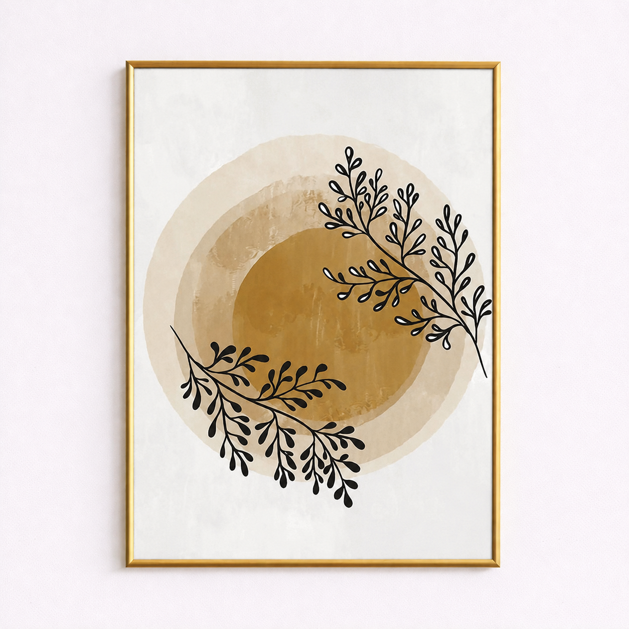 Golden Sun Botanical Poster – Scandinavian Boho Wall Art
