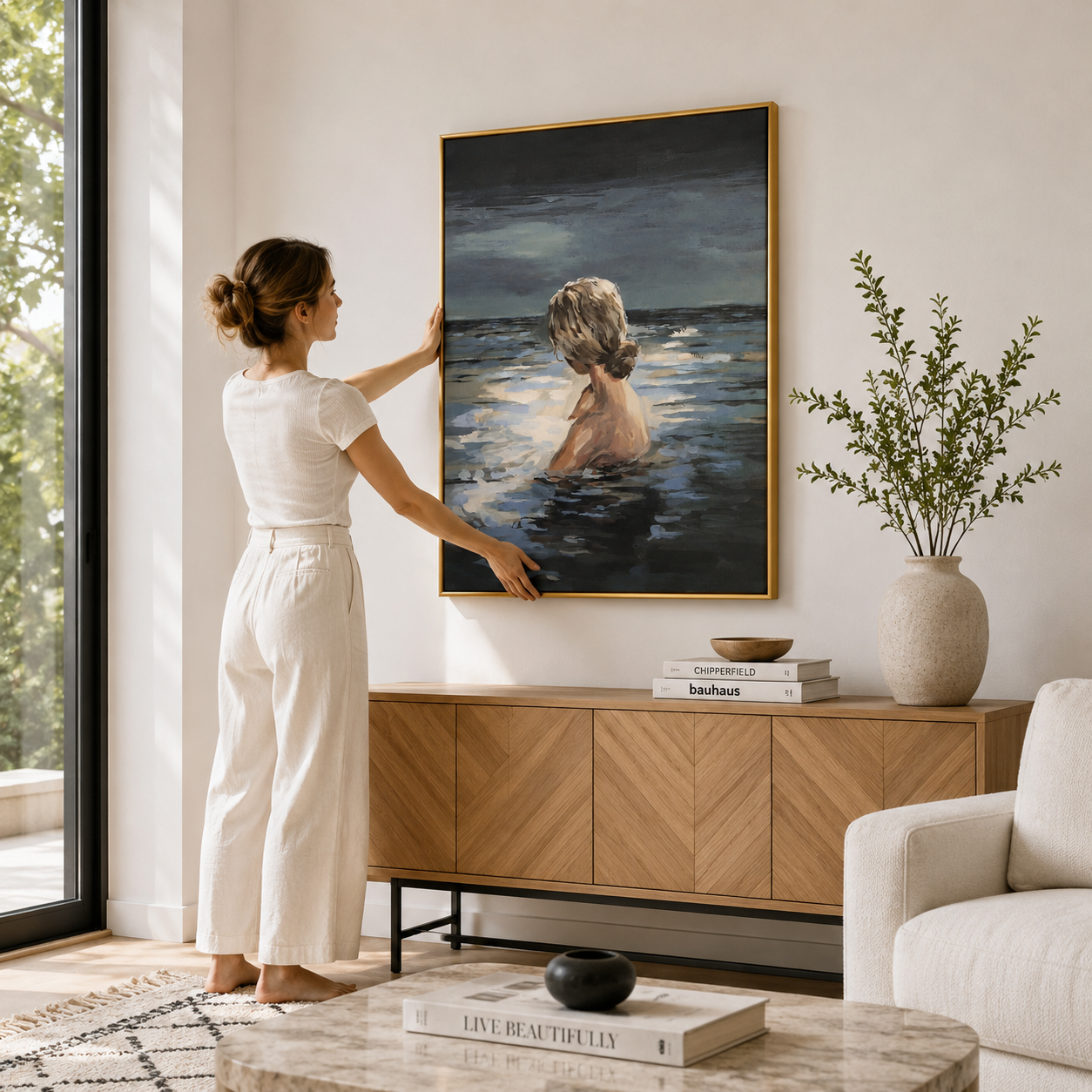 Moonlit Reflection Poster – Contemporary Seascape Figurative Wall Art