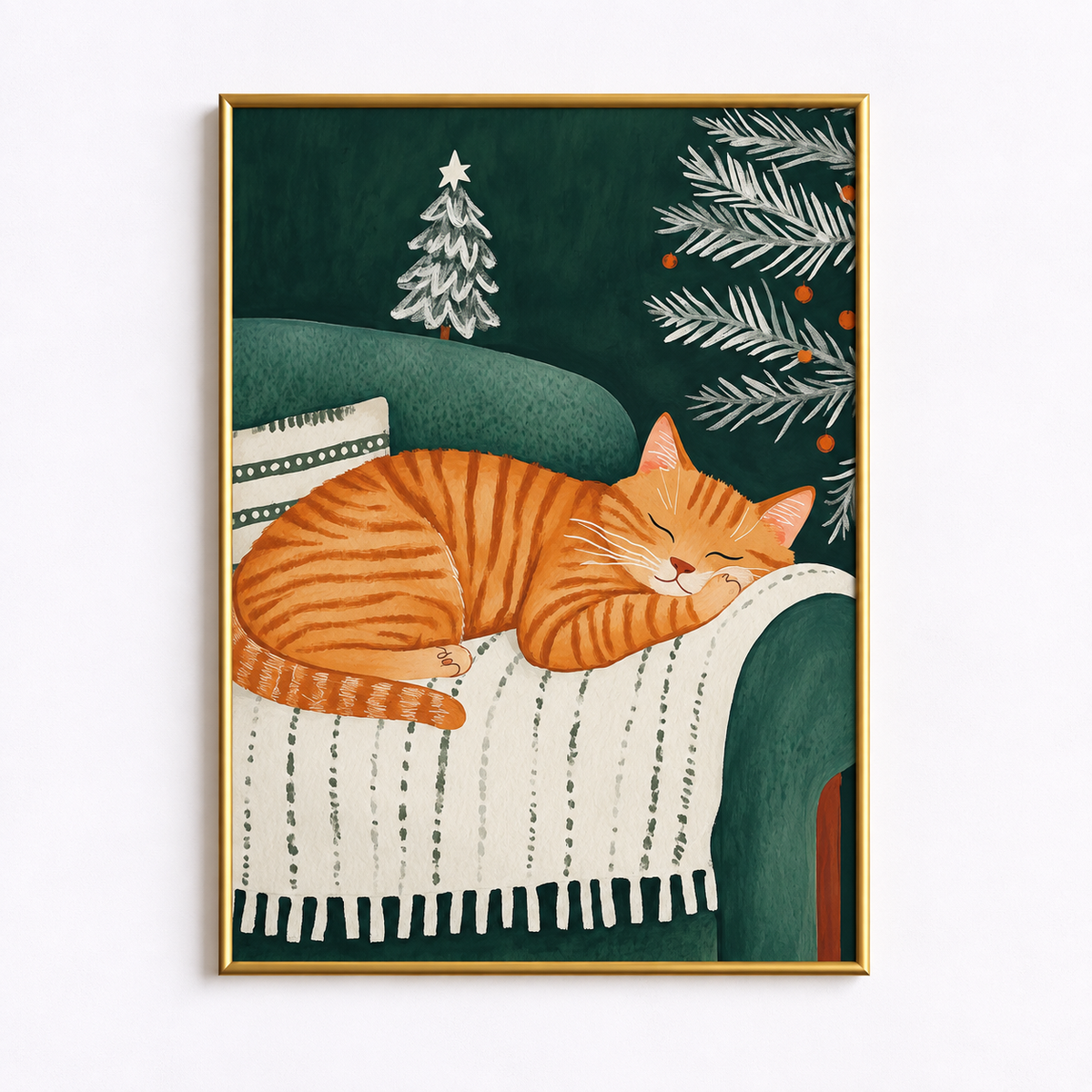 Christmas Catnap Ginger Cat Christmas Poster