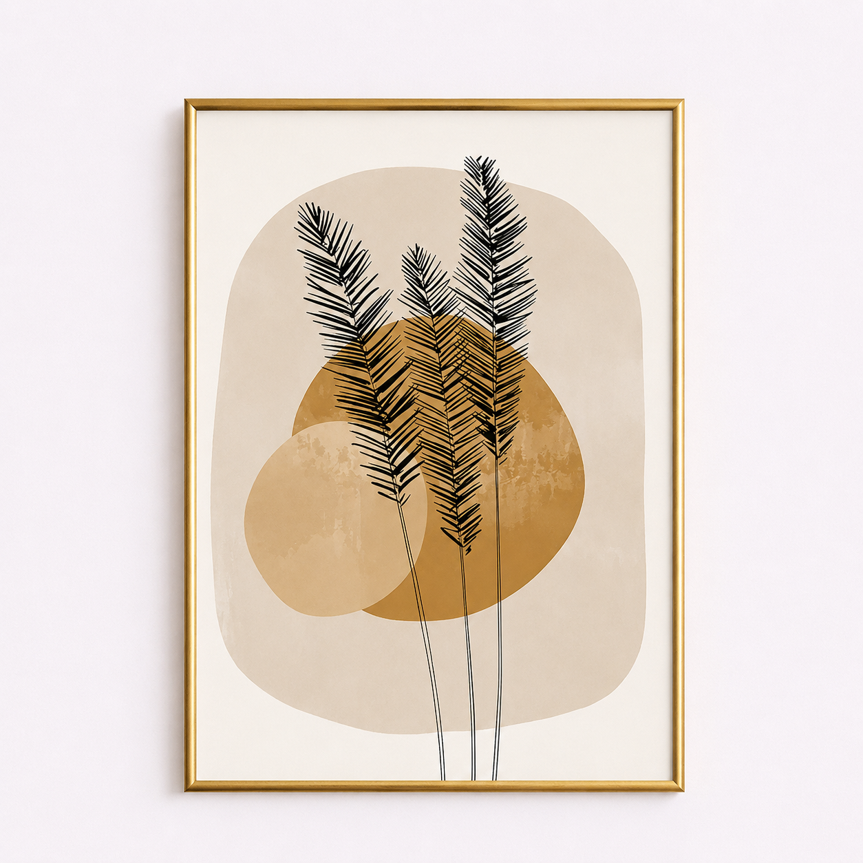 Golden Palm Silhouette Poster – Scandinavian Boho Wall Art