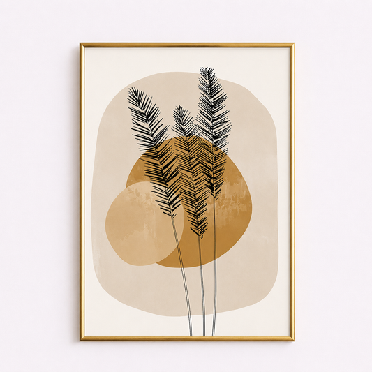 Golden Palm Silhouette Poster – Scandinavian Boho Wall Art