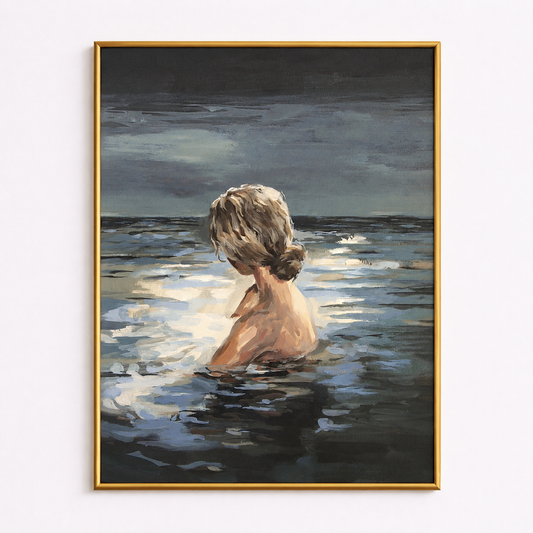 Moonlit Reflection Poster – Contemporary Seascape Figurative Wall Art