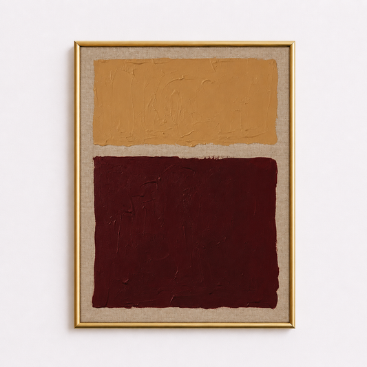Burgundy & Ochre Abstract Poster – Modern Minimalist Wall Art