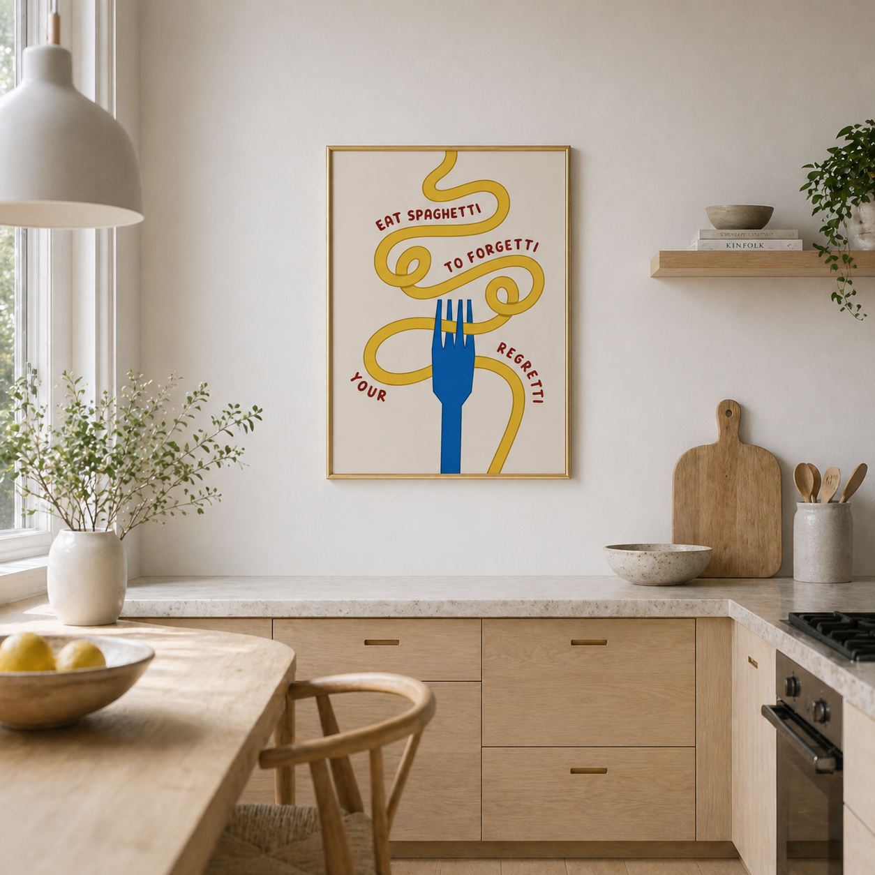 Eat Spaghetti Forgetti Regretti – Funny Pasta Kitchen Wall Art