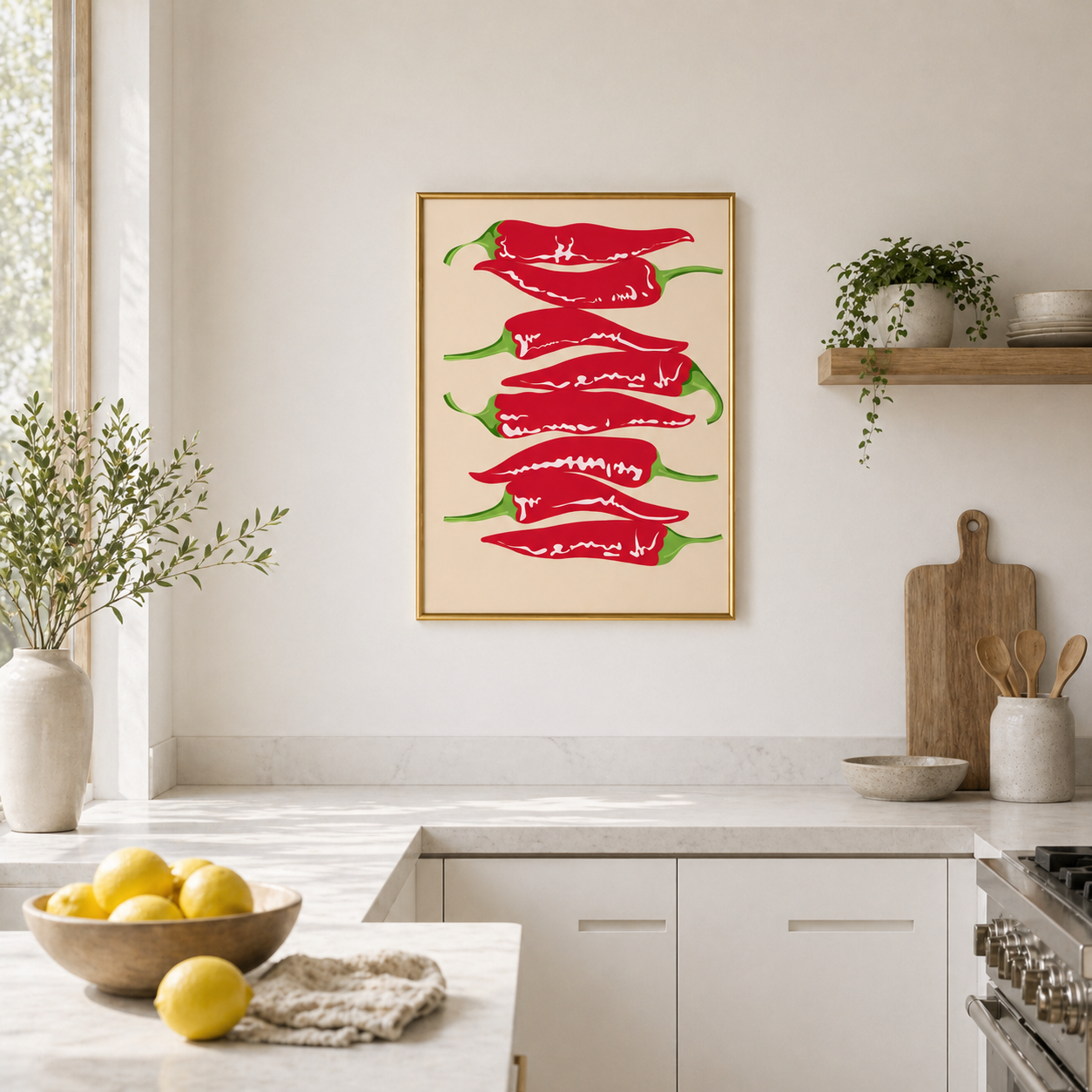 Red Chili Pepper Wall Art – Bold Kitchen Decor Print