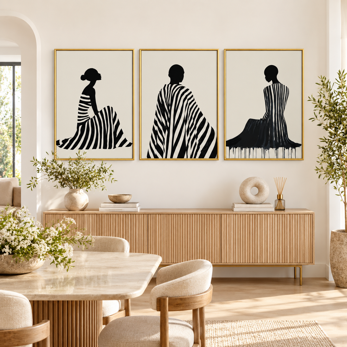 Grace in Stripes Minimalist Woman Art Poster