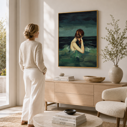 Sea of Reflection Poster – Contemporary Figurative Coastal Wall Art