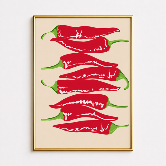 Red Chili Pepper Wall Art – Bold Kitchen Decor Print