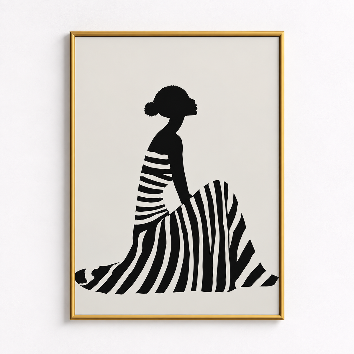 Grace in Stripes Minimalist Woman Art Poster