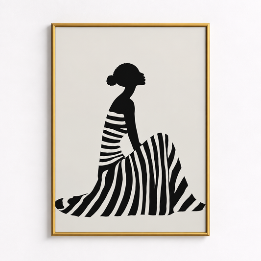 Grace in Stripes Minimalist Woman Art Poster