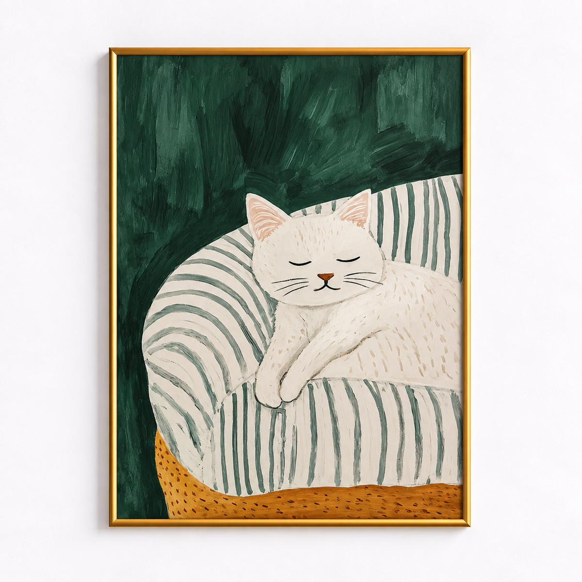 Sunday Snooze Cozy White Cat Poster
