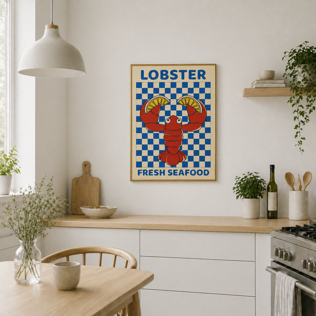 Lobster Fresh Seafood Poster – Vintage Kitchen Wall Art