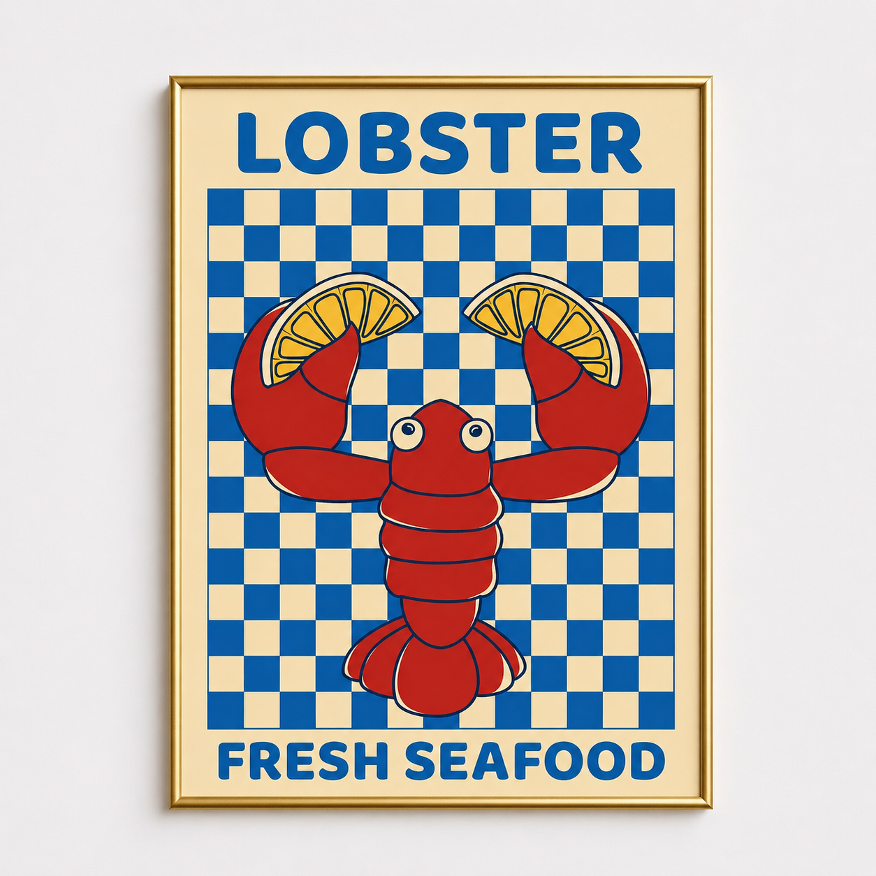 Lobster Fresh Seafood Poster – Vintage Kitchen Wall Art