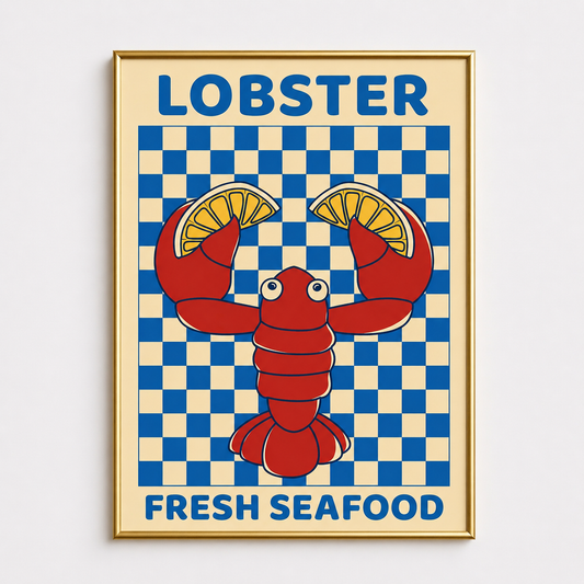 Lobster Fresh Seafood Poster – Vintage Kitchen Wall Art