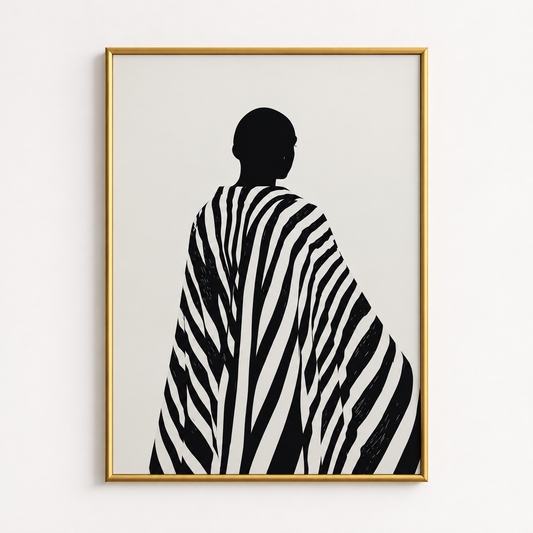 Wrapped in Stripes Minimalist Figure Art Poster