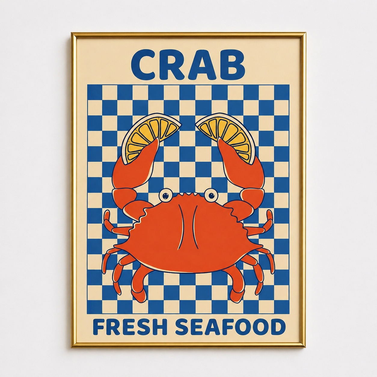 Crab Fresh Seafood Poster – Vintage Kitchen Wall Art