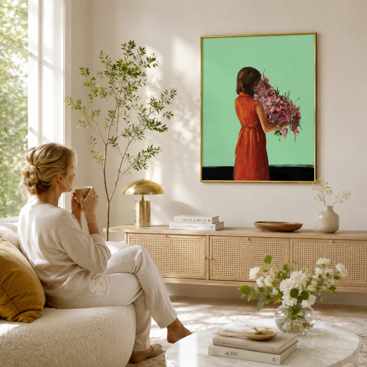 Blossoms of Grace Poster – Contemporary Floral Figure Wall Art