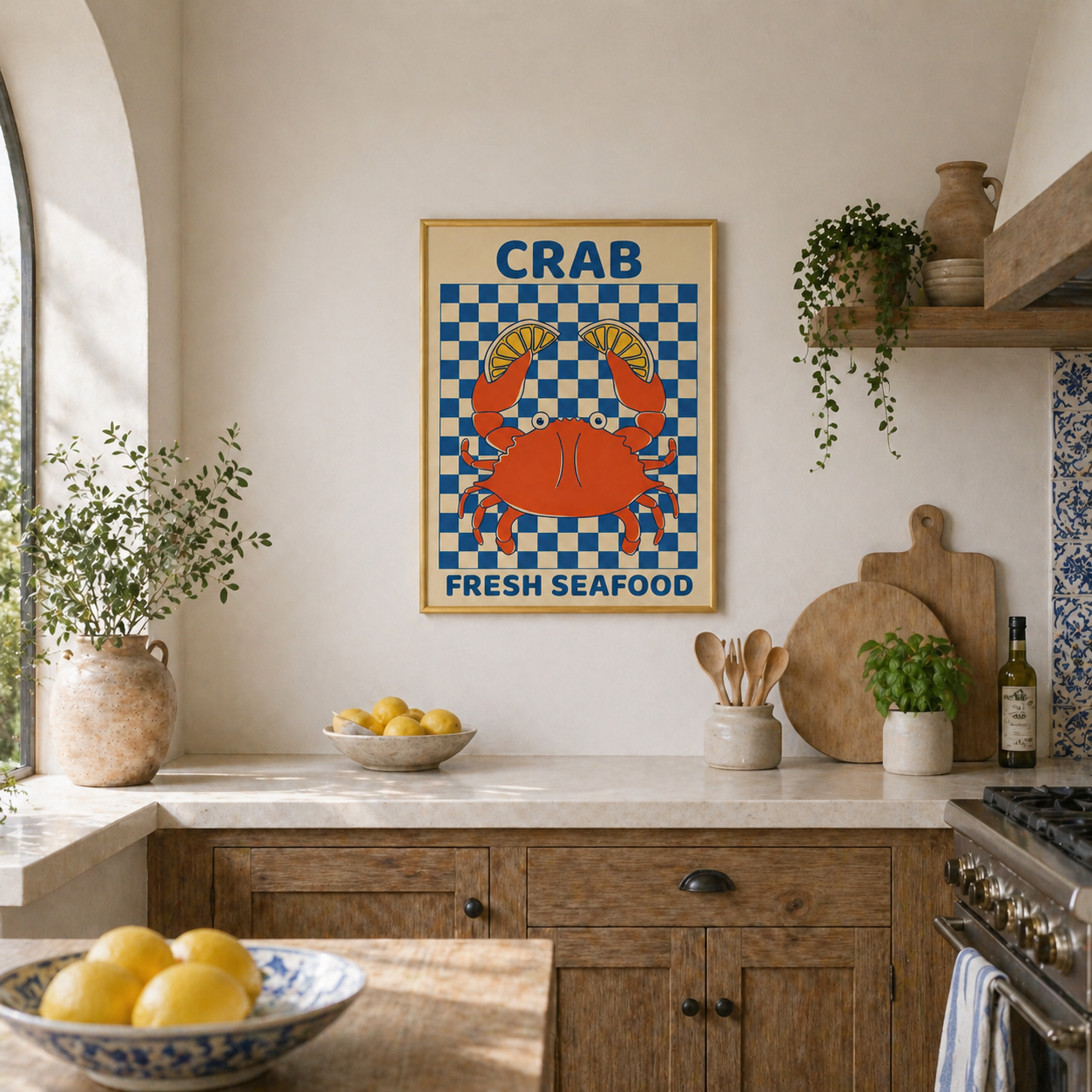 Crab Fresh Seafood Poster – Vintage Kitchen Wall Art