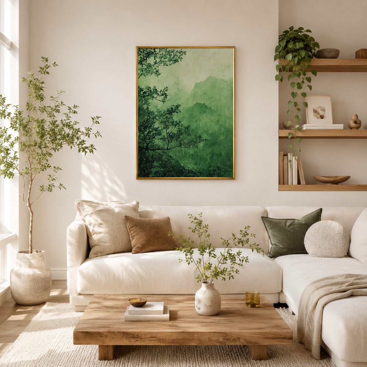 Emerald Mist Landscape Poster – Serene Mountain Nature Wall Art