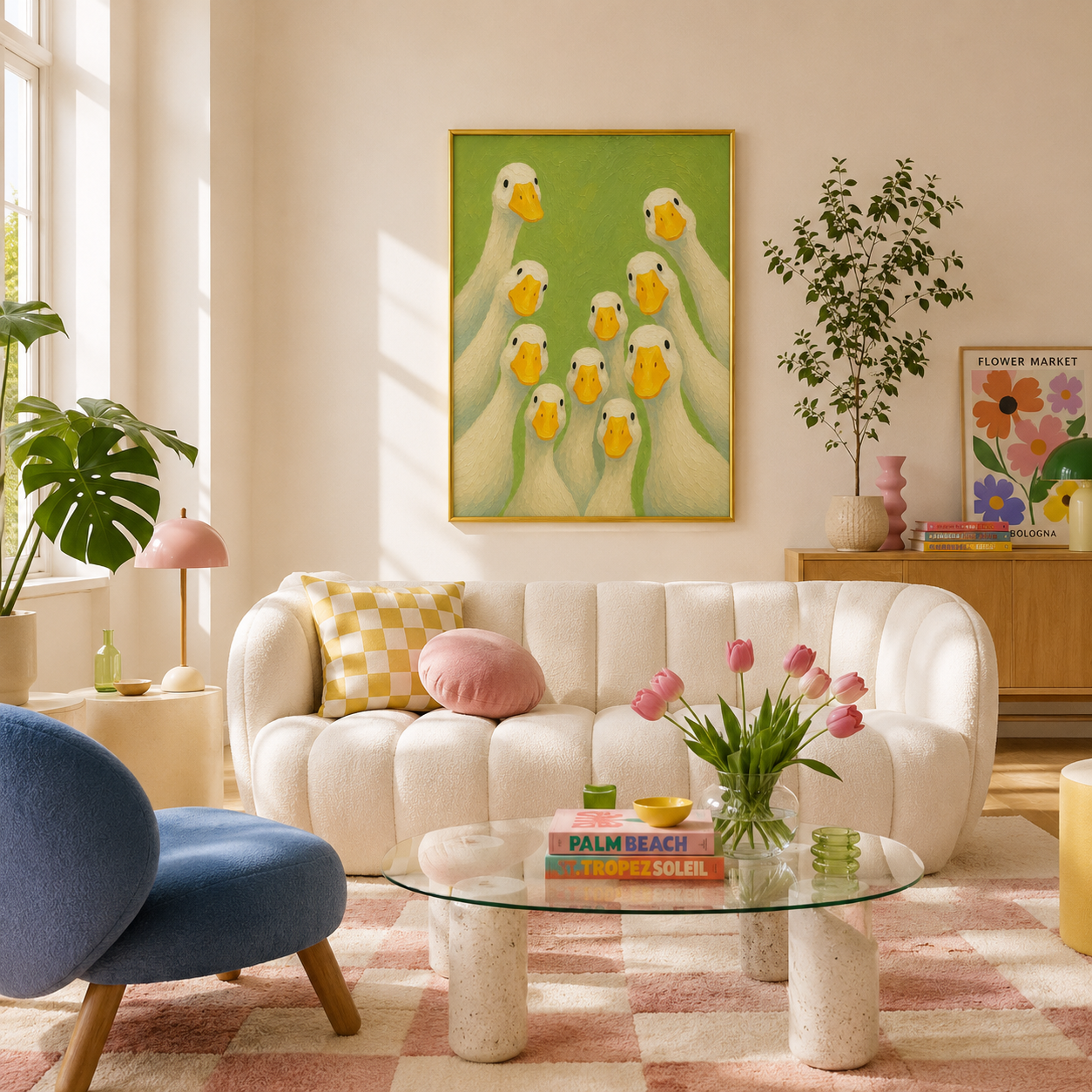 The Curious Flock Poster – Whimsical Duck Wall Art