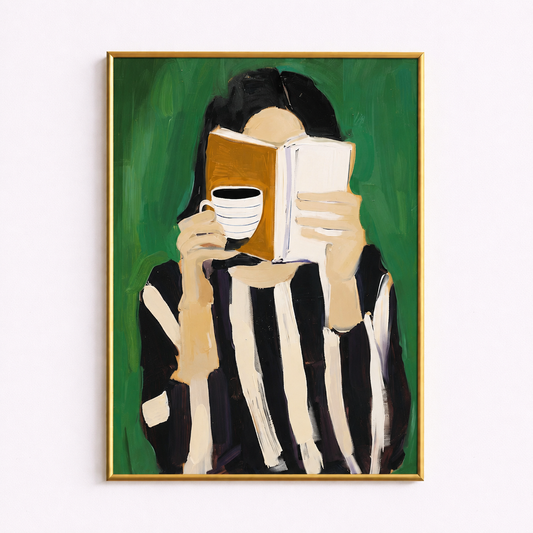 Coffee & Chapters Poster – Modern Reading Wall Art