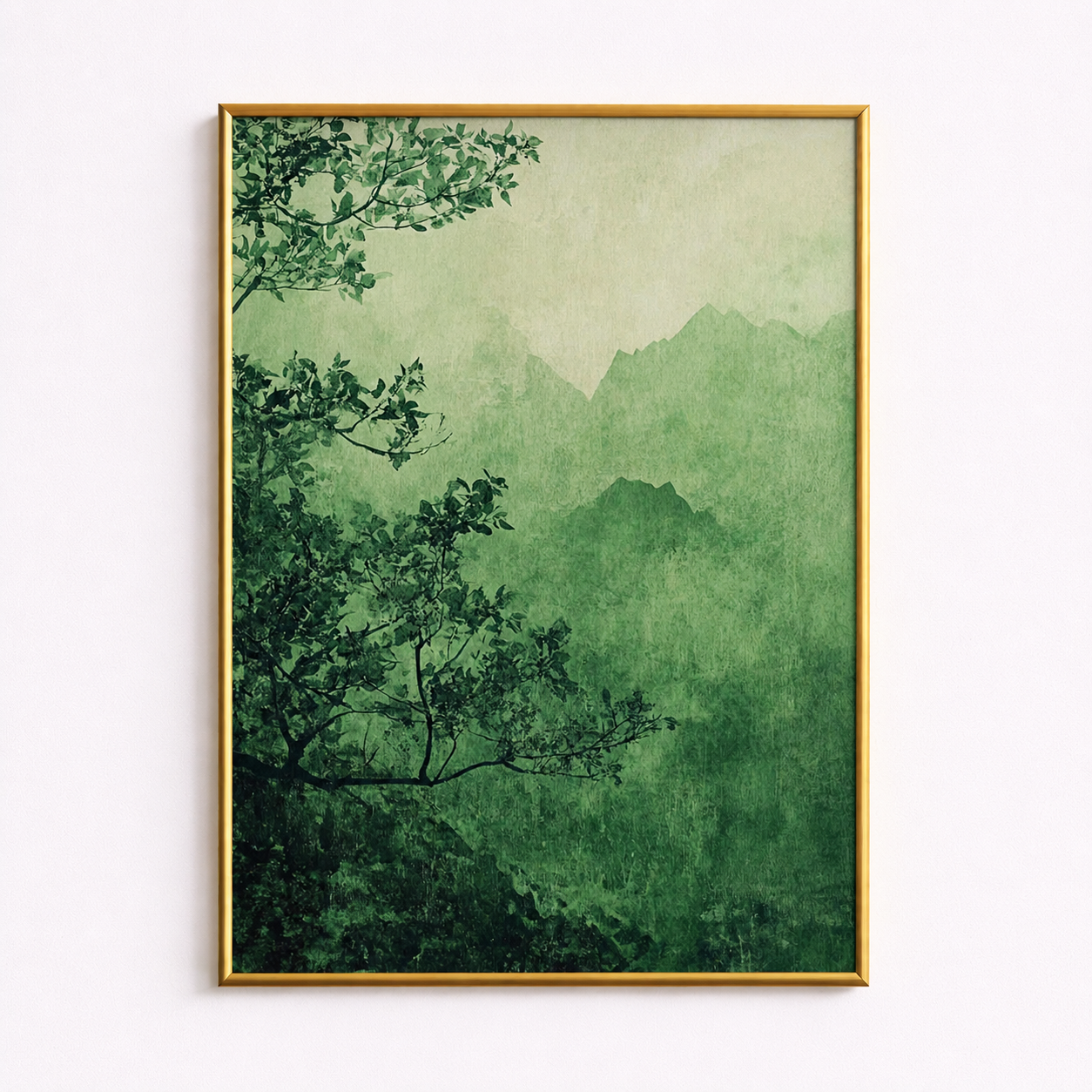 Emerald Mist Landscape Poster – Serene Mountain Nature Wall Art
