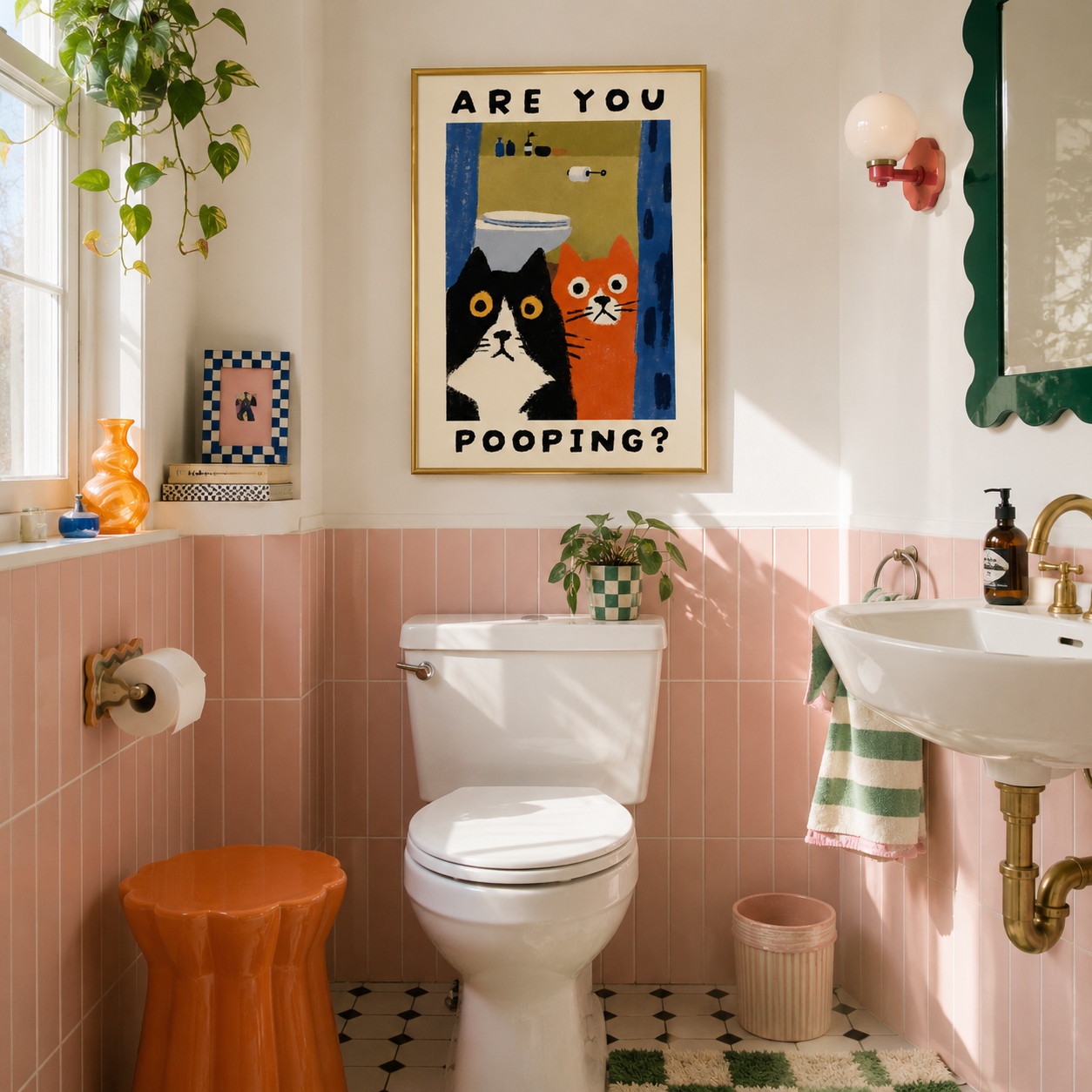 Are You Pooping? II Poster – Funny Cat Bathroom Wall Art