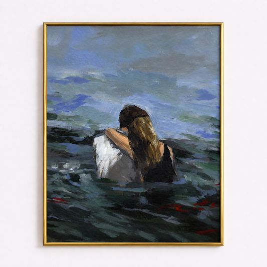 Embrace Beyond the Tide Poster – Romantic Coastal Wall Art