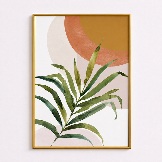 Tropical Watercolor Palm Poster – Scandinavian Boho Wall Art